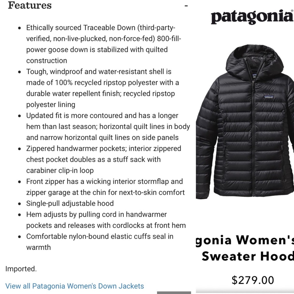 ❌🚫SOLD❌🚫Patagonia down sweater hoody